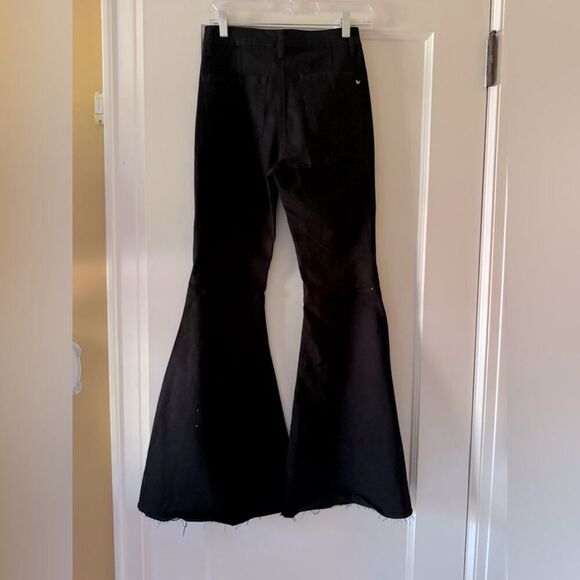 Tricot by C'est toi black denim kick flare high waisted pants 26 - Picture 2 of 14